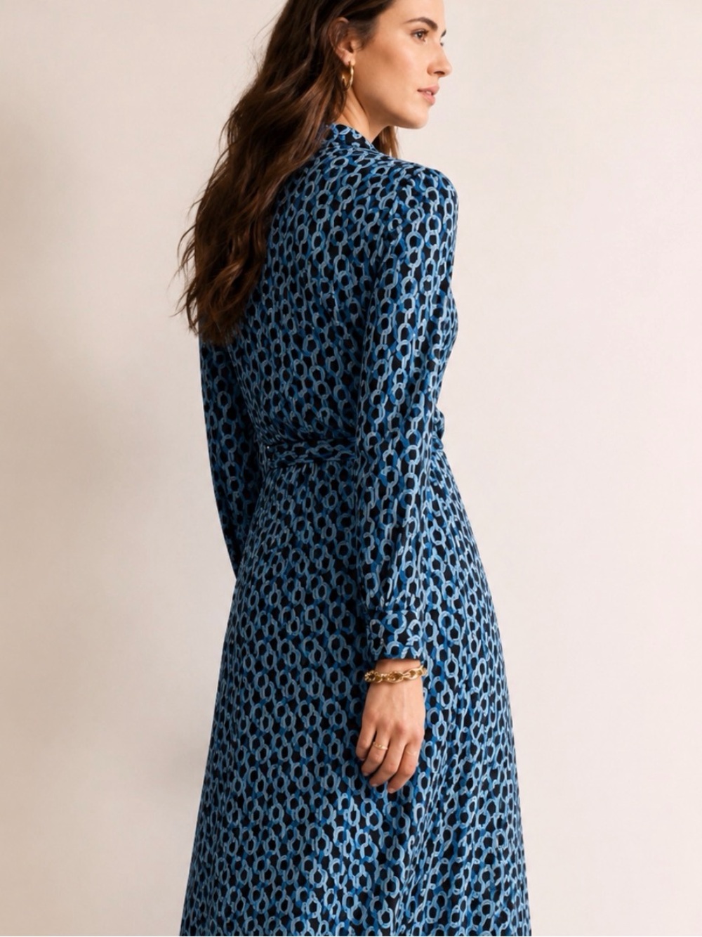BODEN Laura Chainlink Print Belted Midi Shirt Dress Size 8 - Picture 6 of 10